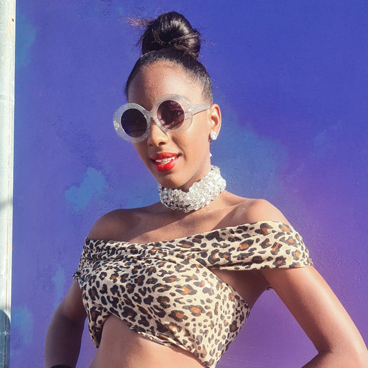 ailani button rhinestone choker and sunglasses bold fashion curacao